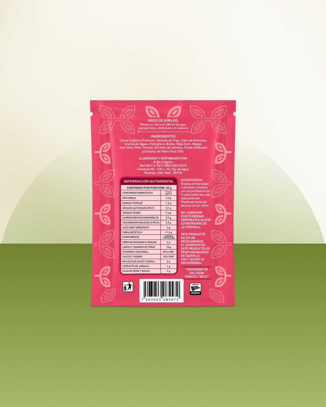 H Bio Flux Fibra Natural Fresa Liofilizada + Extracto de Jamaica