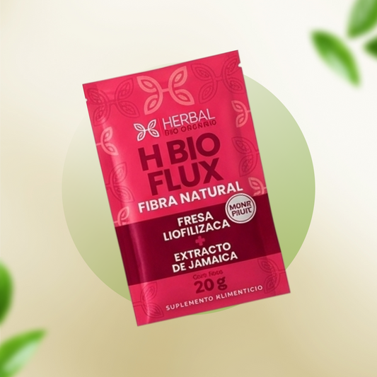 H Bio Flux Fibra Natural Fresa Liofilizada + Extracto de Jamaíca