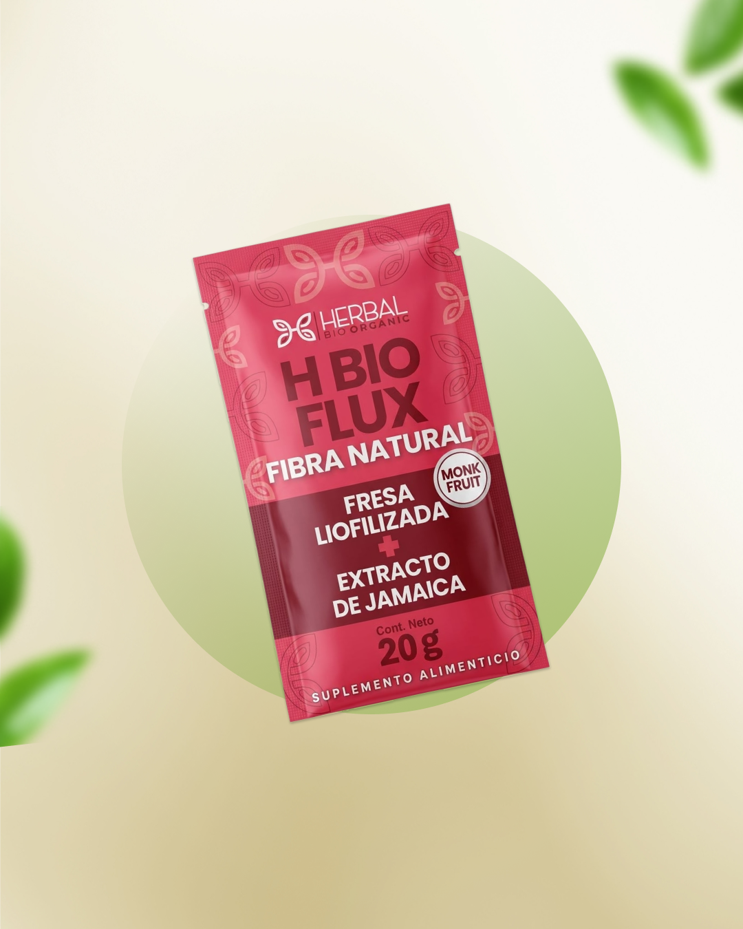 H Bio Flux Fibra Natural Fresa Liofilizada + Extracto de Jamaica