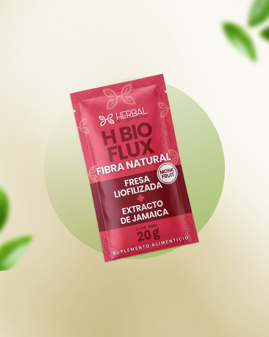 H Bio Flux Fibra Natural Fresa Liofilizada + Extracto de Jamaica