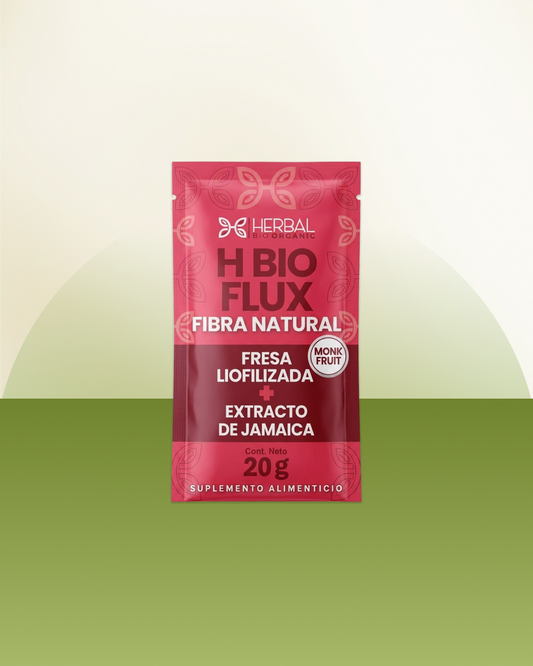 H Bio Flux Fibra Natural Fresa Liofilizada + Extracto de Jamaica